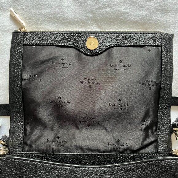 NWT Kate Spade NY Black Leather Adjustable Crossbody Purse - Picture 7 of 10
